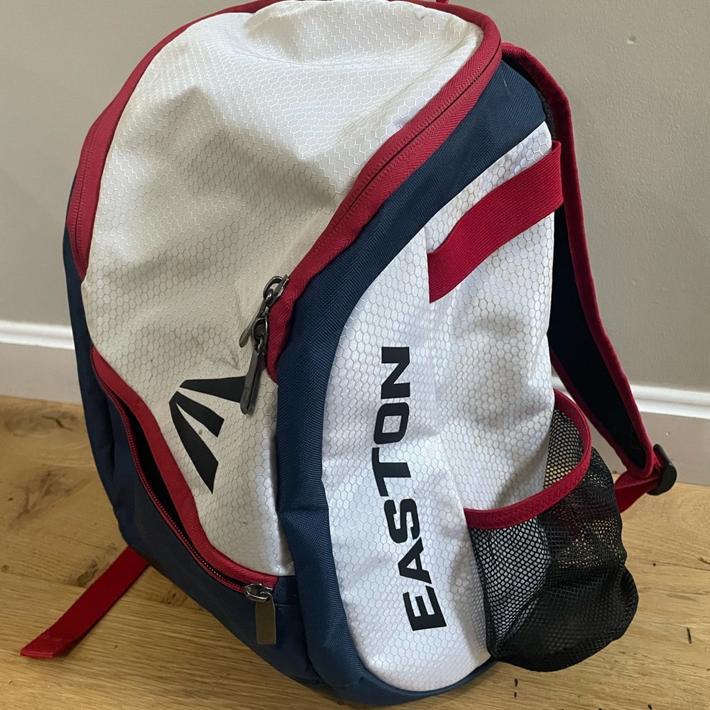 Easton youth baseball backpack - red, white and blue